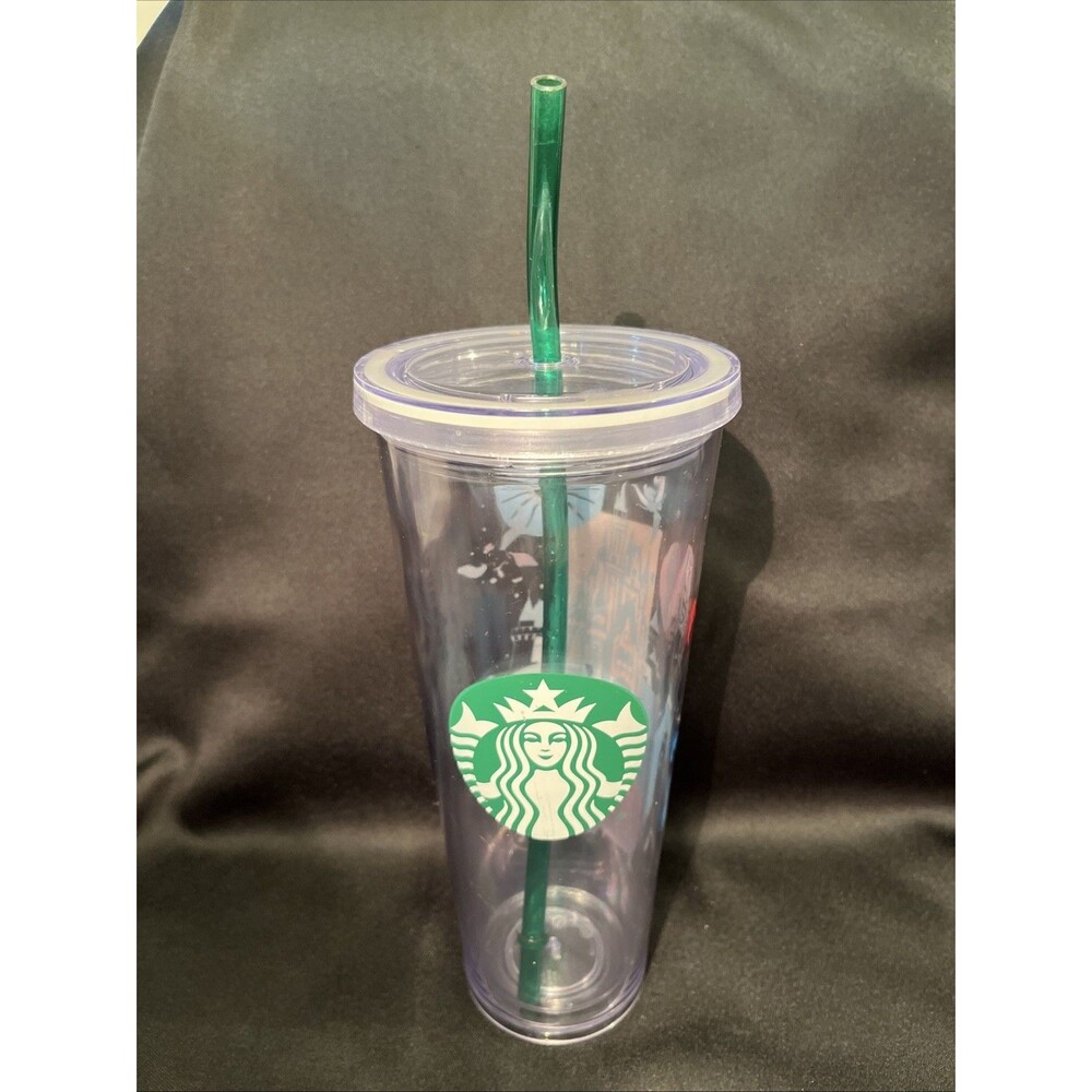 MINT DISNEY PARK STARBUCKS Venti 24oz Cold Clear Cup Double Wall w/ Lid & Straw - Picture 3 of 13